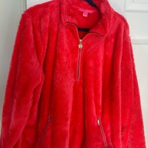 Lilly Pulitzer Furry Pink/Orange Quarter Zip Pullover Size 2XL